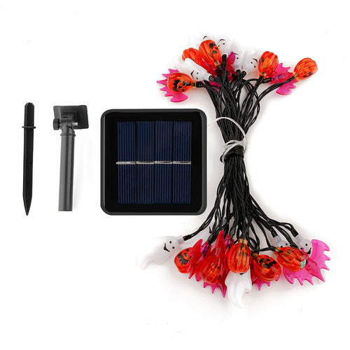 Solar Powered Hollween Bat Pumpkin Ghost String Lights