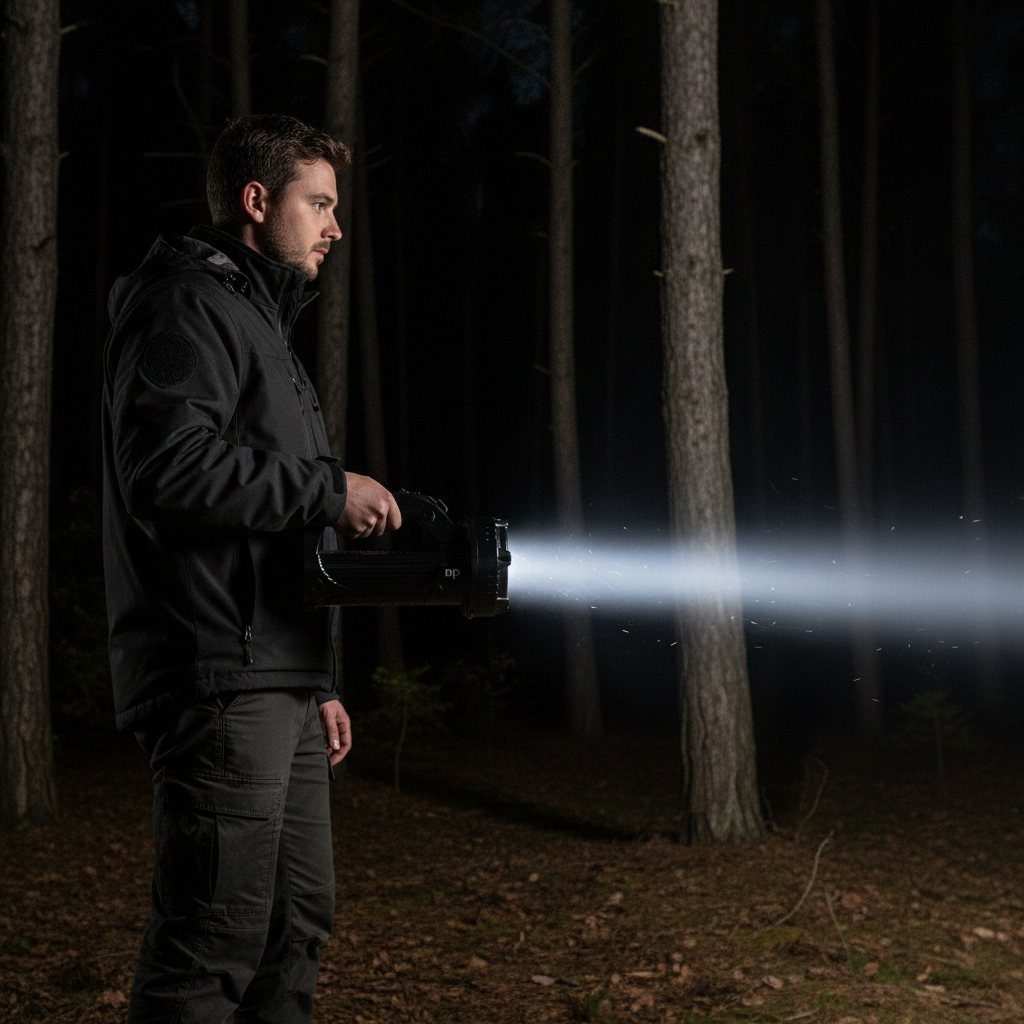 LED SEARCH LIGHT Rechargeable Torch BLACK
