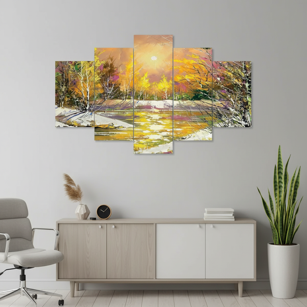 Set Of Five Framed Painting For Wall Decoration, 3D Paintings For Home